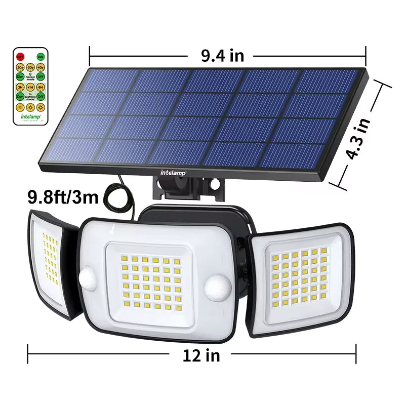 Intelamp Outdoor Solar LED Spotlight With Large Panel Three Modes