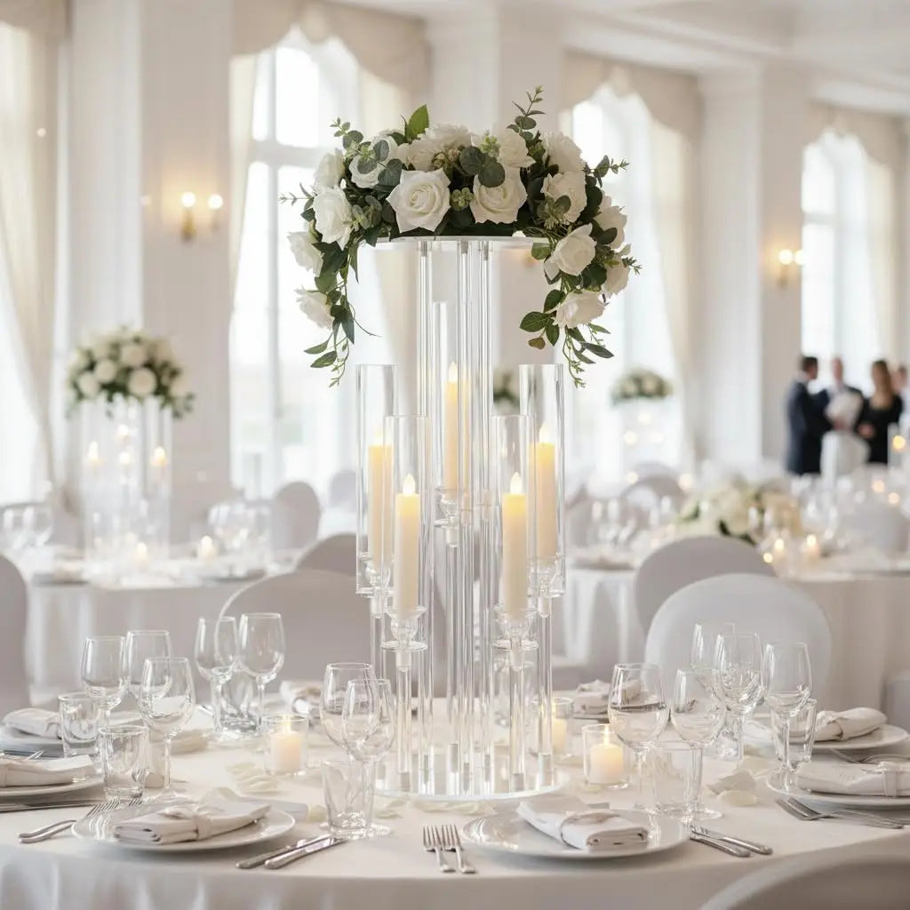 Clear Acrylic Five Arm Candelabra For Wedding Reception Table Centerpiece