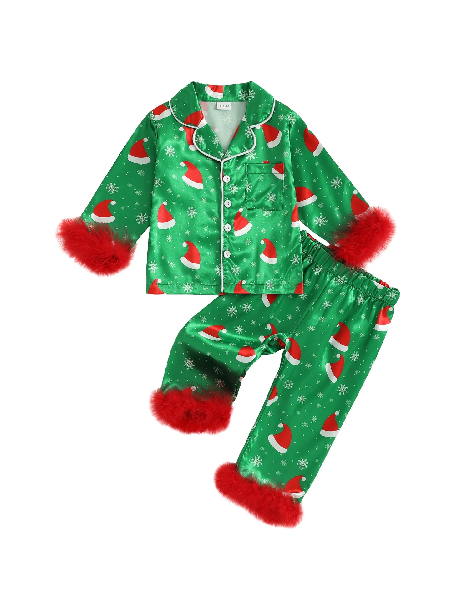 Kids Christmas Pajama Set 2 Piece Button Down Top And Pants