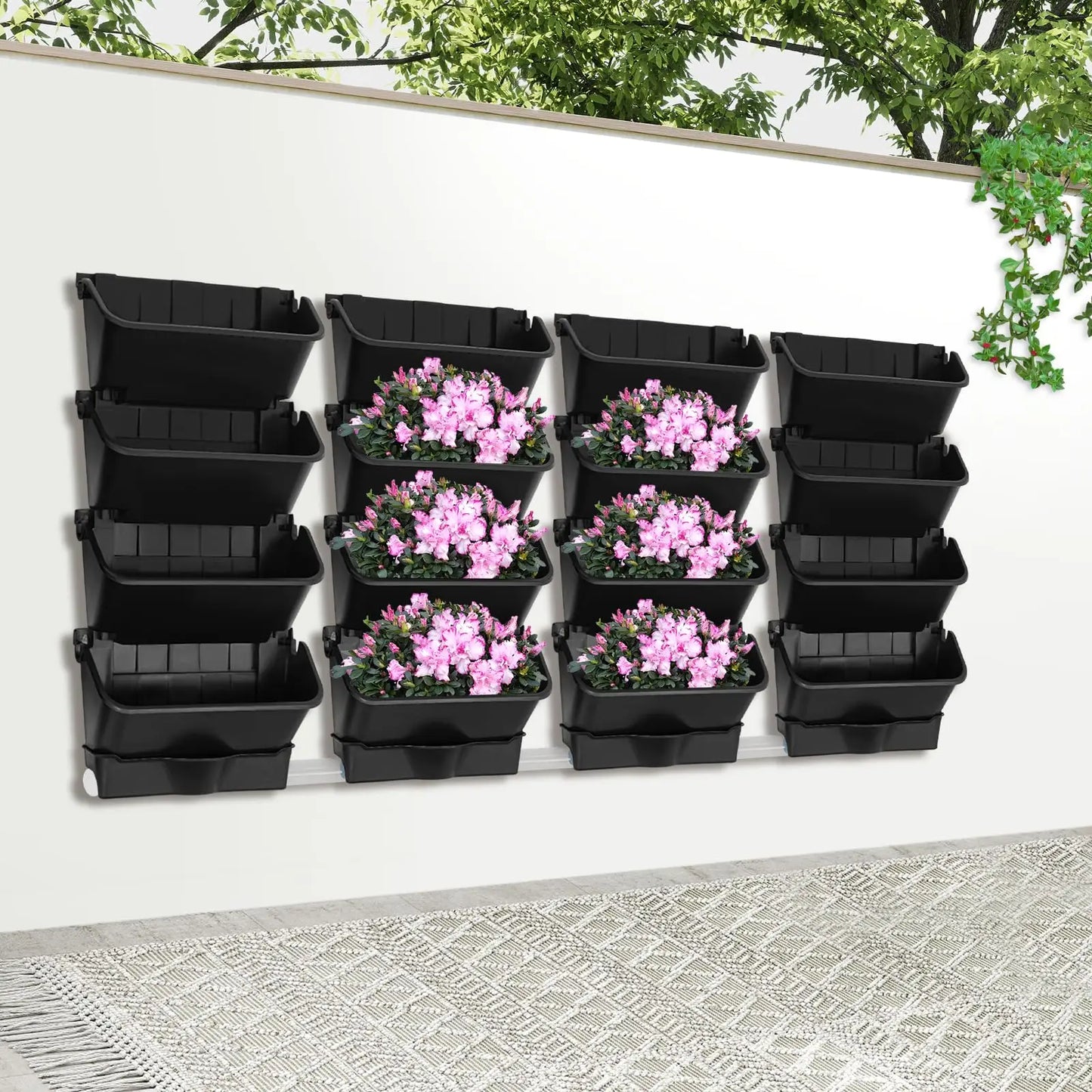 Bymaocar Self Watering Vertical Wall Planter With 16 Pots