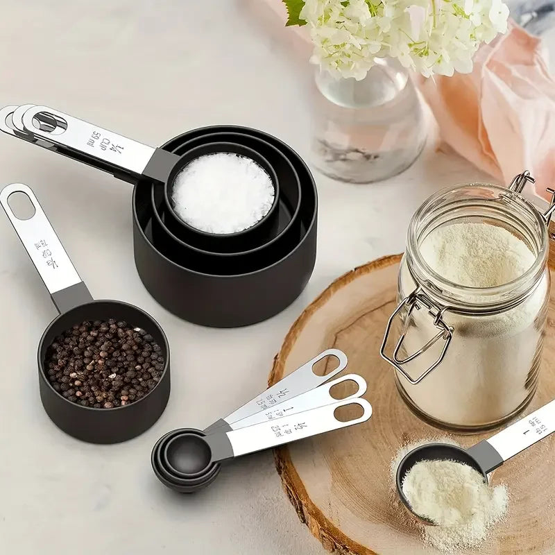 8 Piece Nesting Stackable Measuring Cups and Spoons Set