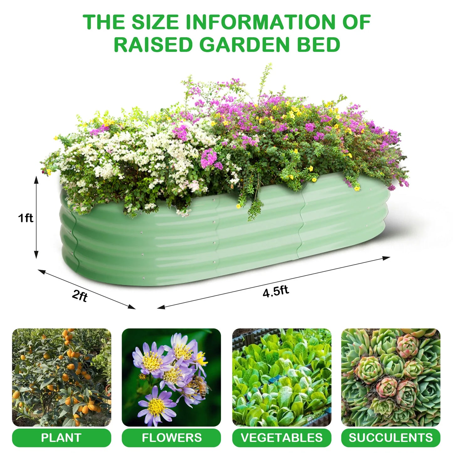 HiMISS Galvanized Steel Raised Garden Bed Two Pack Kit