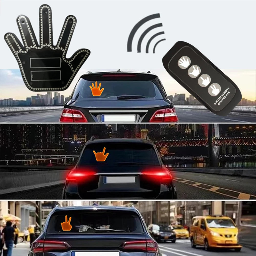 Gesture LED Wireless Adhesive Window Sign With Middle Finger