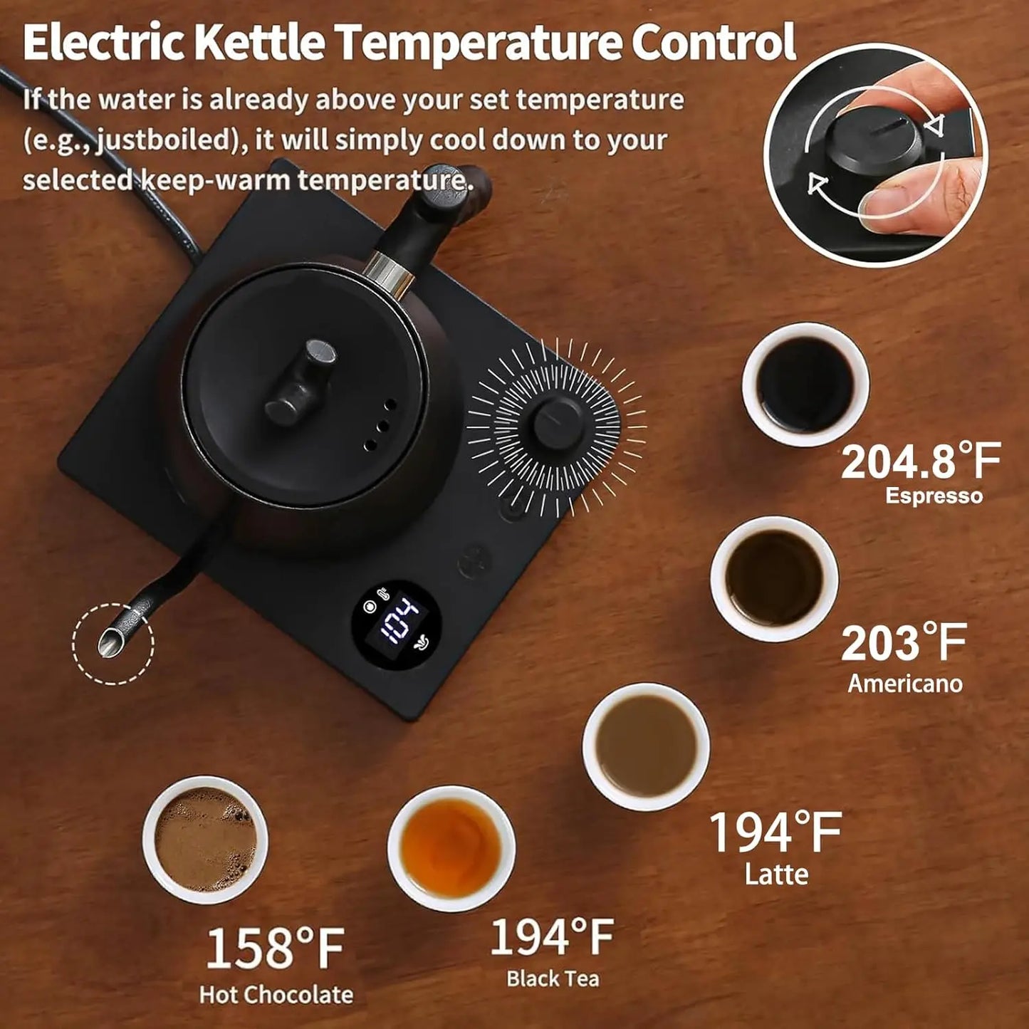 Electric Gooseneck Kettle with 50 Coffee Filters Precise Temperature Control Fast Heating Stainless Steel Pour Over Coffee Tea