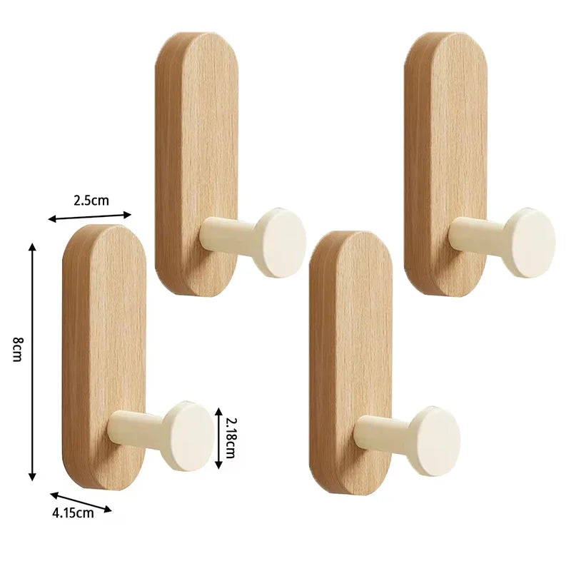 Self Adhesive Wood Wall Hooks For Coat Towel Robe Entryway