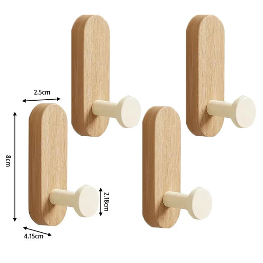 Self Adhesive Wood Wall Hooks For Coat Towel Robe Entryway