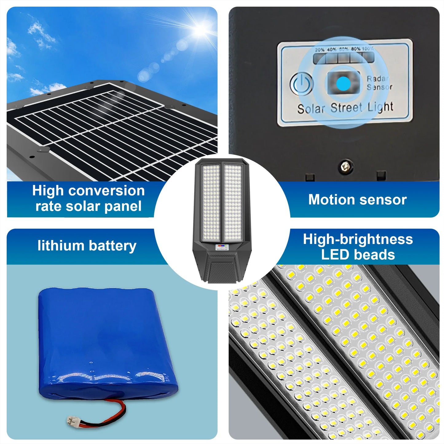 9000W Solar Street Light IP65 Dusk To Dawn Motion Sensor 2 Pack