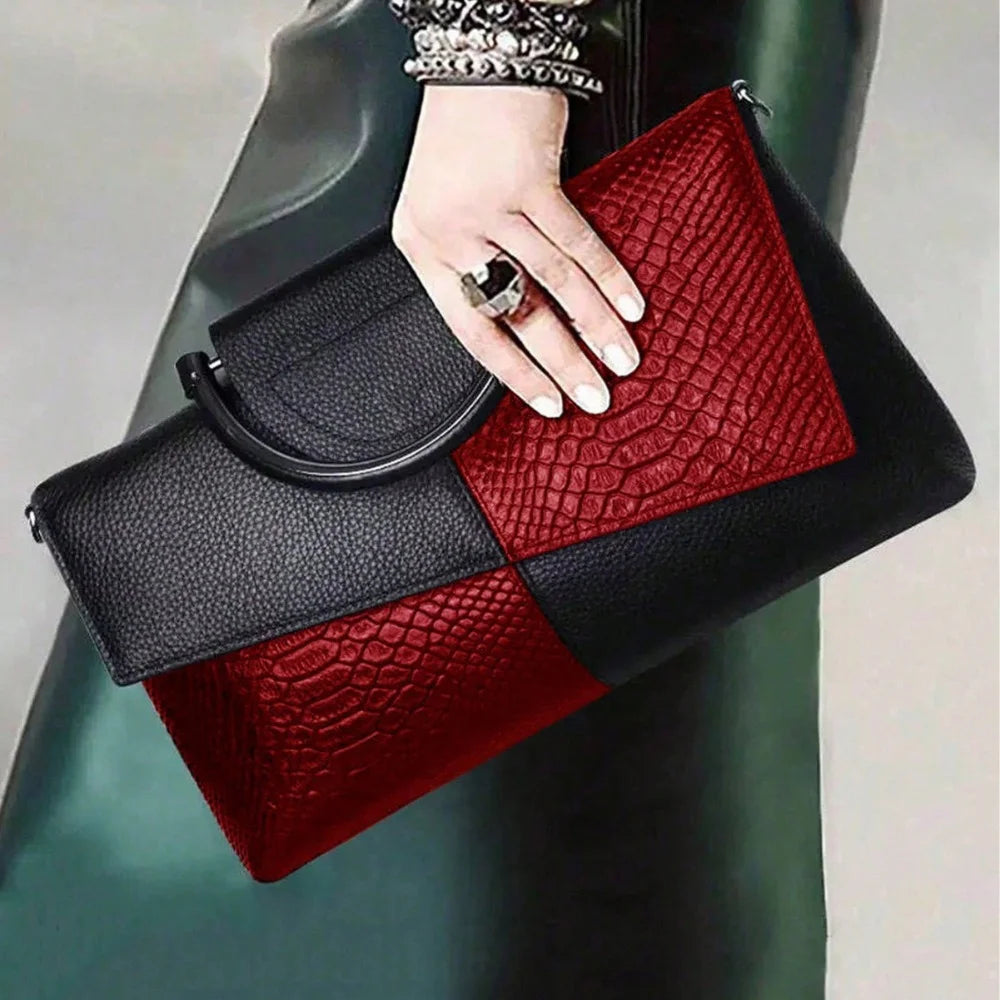 Women's Crocodile Pattern Shoulder Crossbody Tote Bag For Elegant Occasions