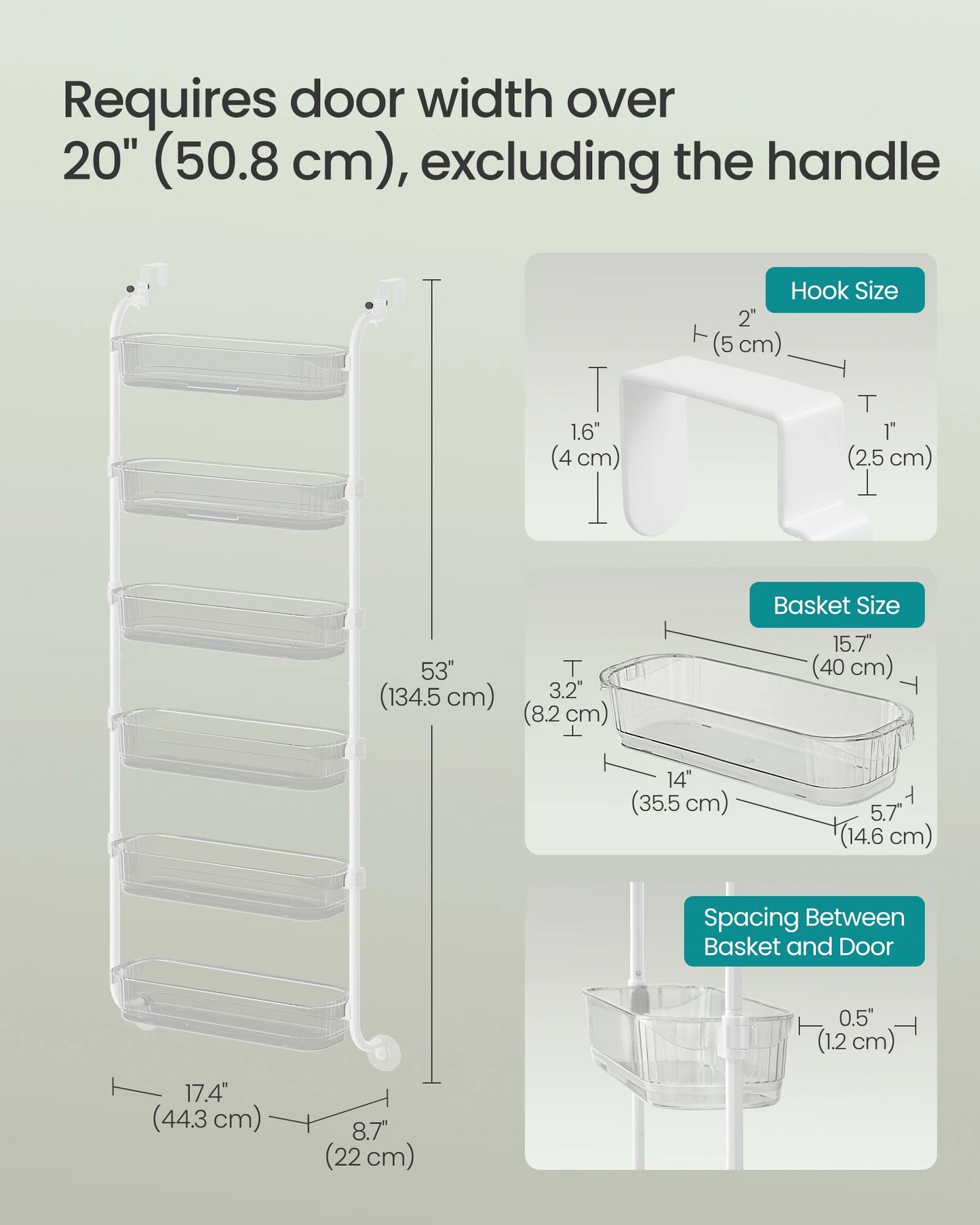SONGMICS Over The Door Pantry Organizer 6 Tier Kitchen Storage