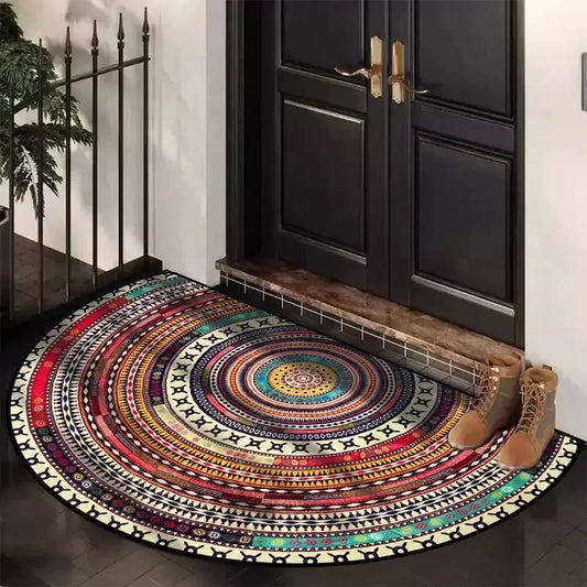 Boho Mandala Half Circle Non Slip Absorbent Bathroom Rug