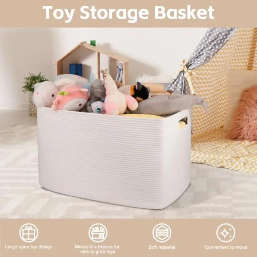 118L XXXLarge Cotton Rope Storage Basket, Oversized Blanket Basket, Used for Organizing Dirty Clothes in Living Room, Bedroom,