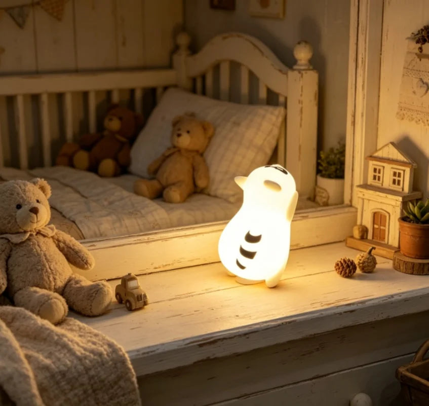 Portable Silicone Raccoon Night Light With Touch Control