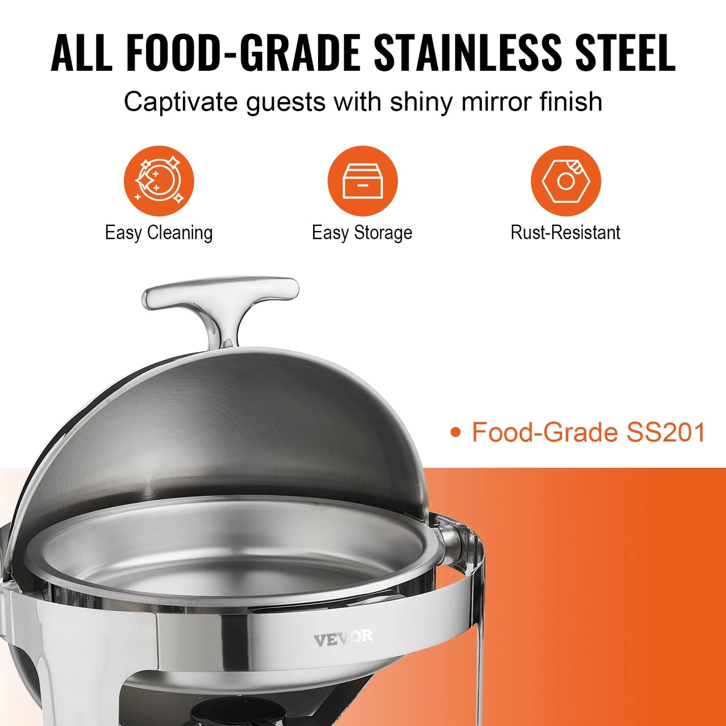 SucceBuy Roll Top Chafing Dish Buffet Set 2 Pack Stainless Steel Chafer
