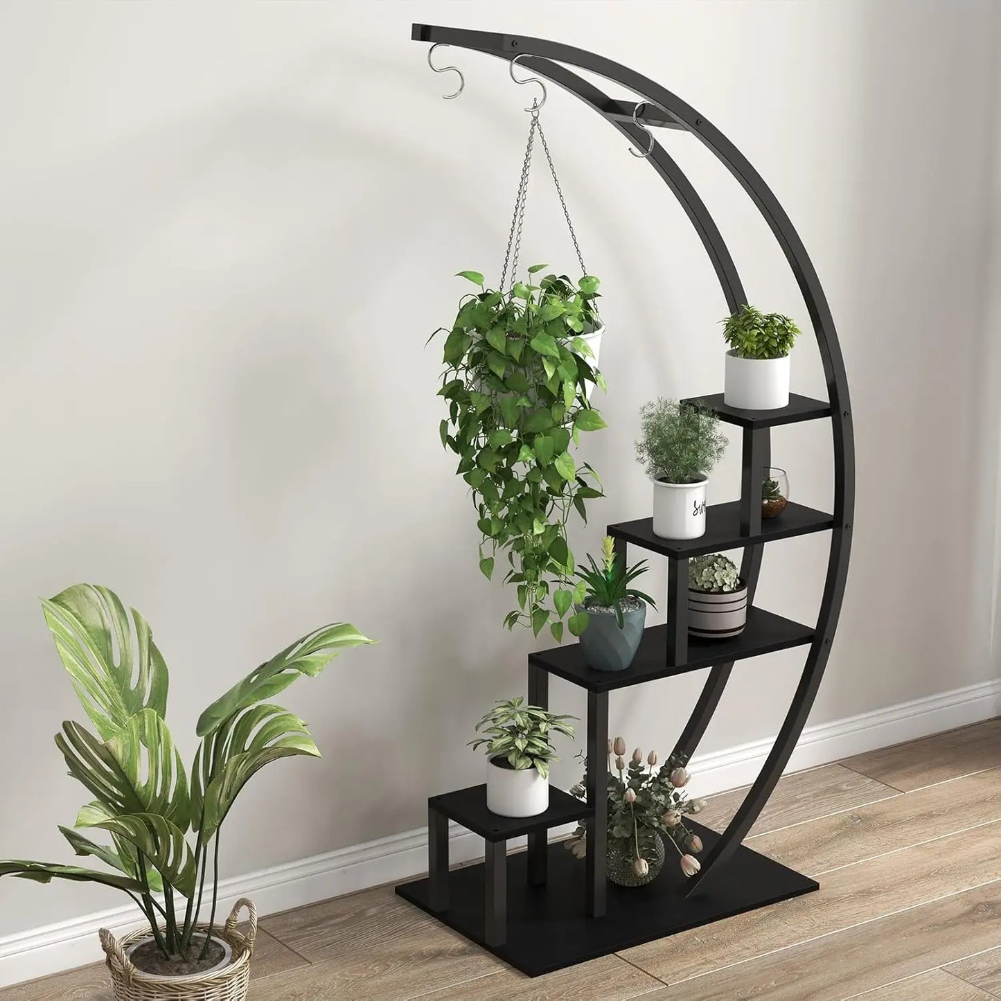 TWISTER.CK 5 Tier Metal Half Moon Plant Stand Indoor Balcony