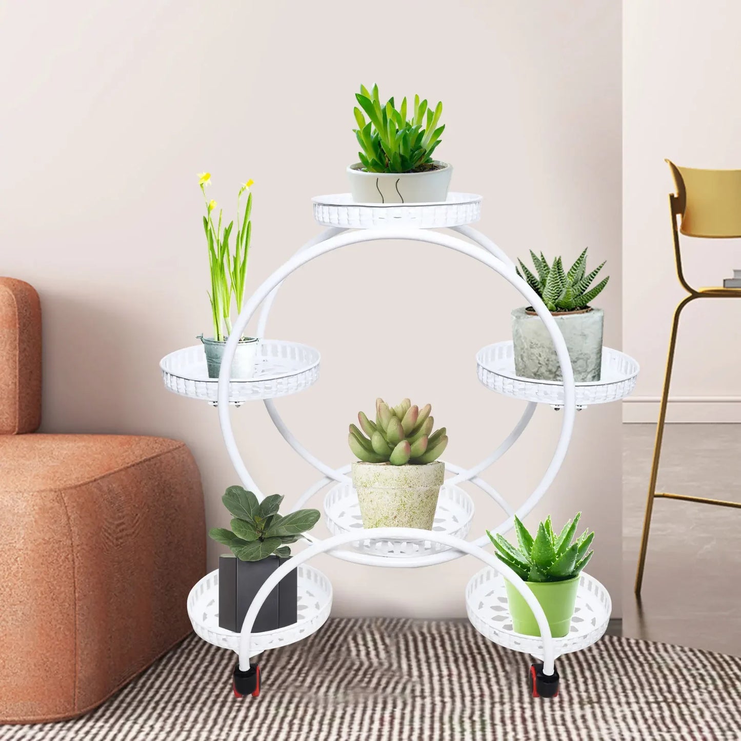 Metal 6 Pot Plant Stand for Patio Garden Living Room