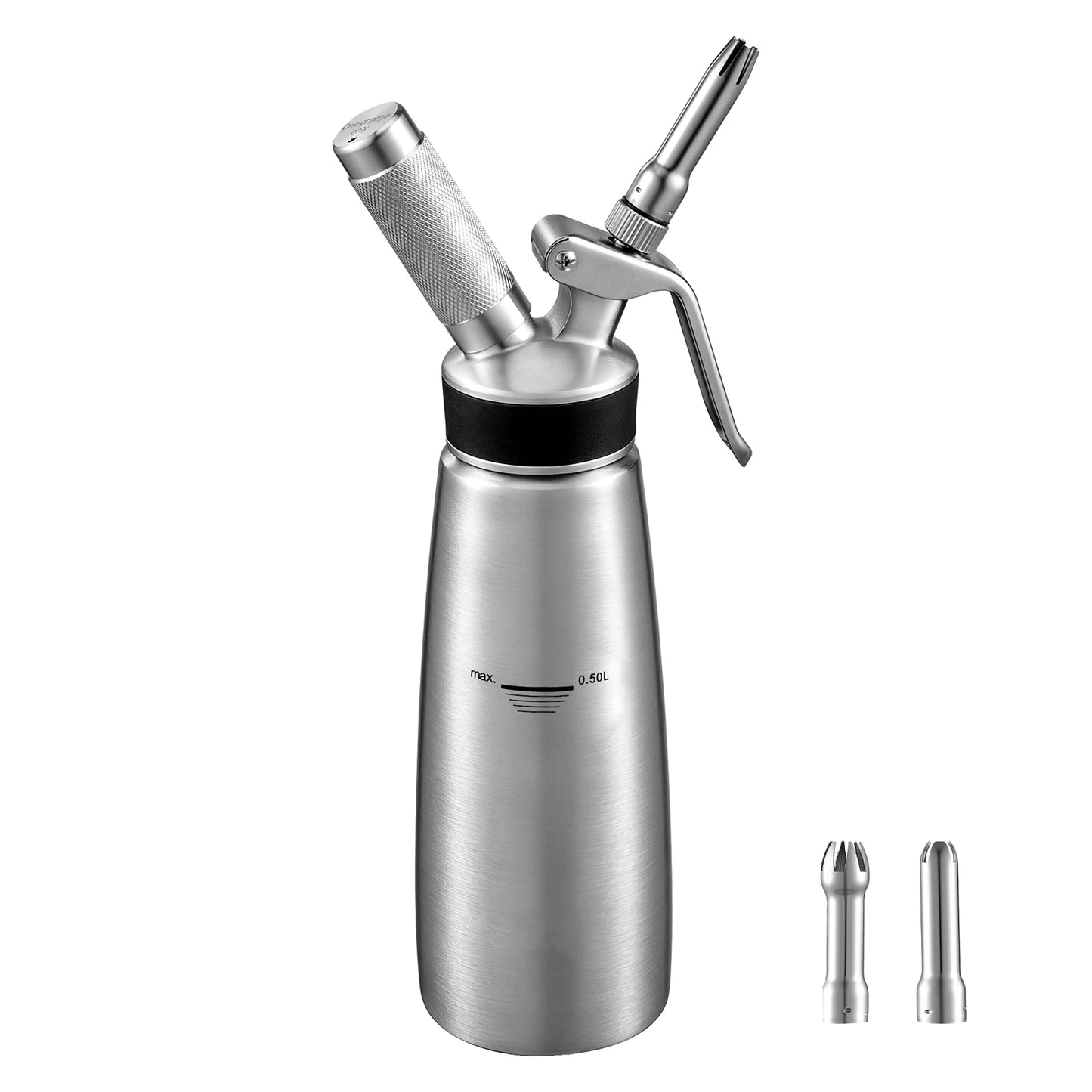 SucceBuy Professional 304 Stainless Steel Whipped Cream Dispenser 500/1000ml Leak-Free Cream Canister with 3 Decorating Nozzles