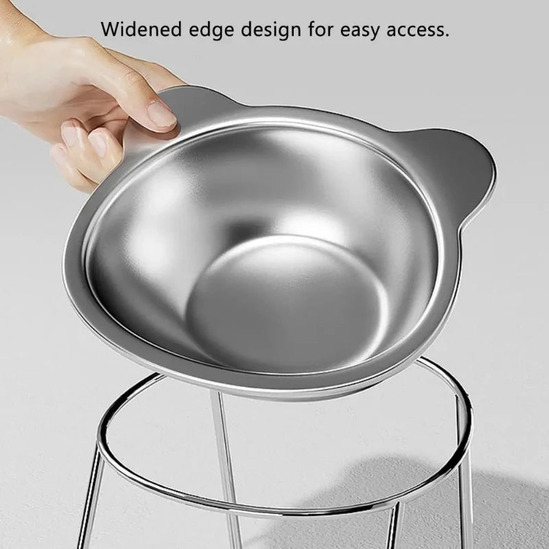 304 Stainless Steel Raised Cat Bowl With Tilted Neck
