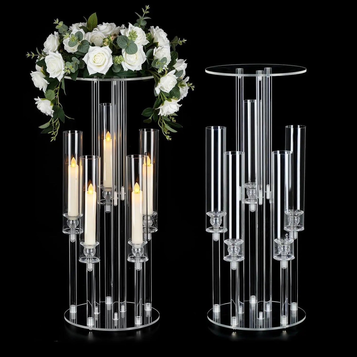 Clear Acrylic Five Arm Candelabra For Wedding Reception Table Centerpiece