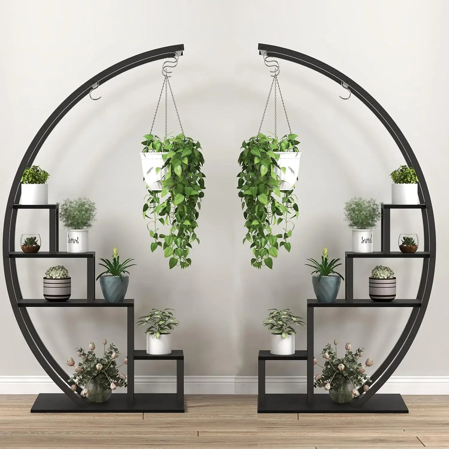 TWISTER.CK 5 Tier Metal Half Moon Plant Stand Indoor Balcony