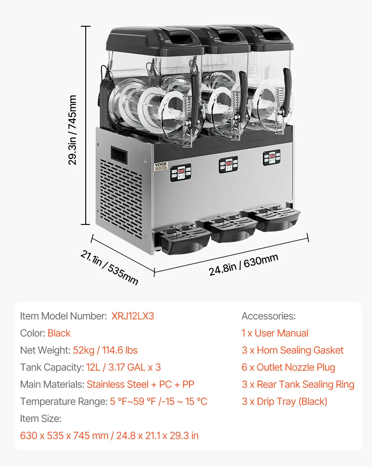 VEVOR Dual Tanks Slushy Machine For Margaritas And Frozen Drinks