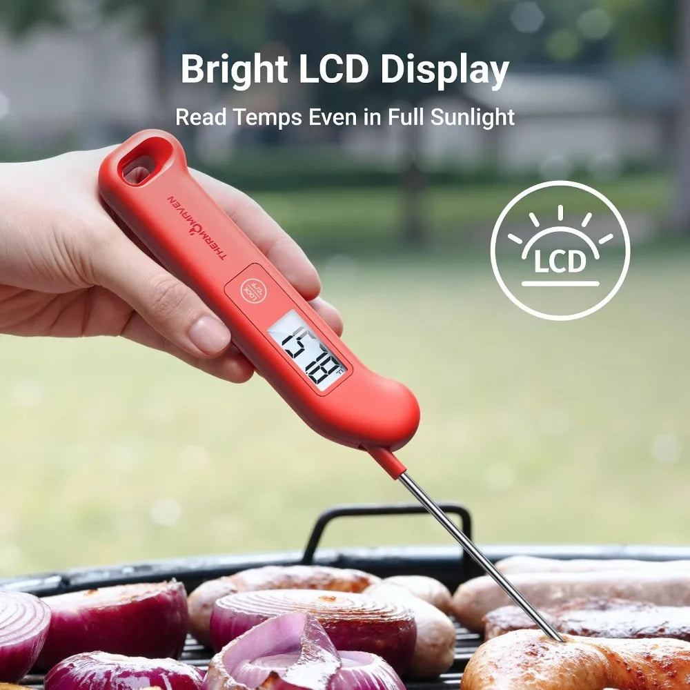 Instant Read Meat Thermometer With 0.5F Accuracy Waterproof Backlit