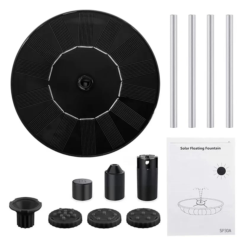 Floating Solar Panel And Fountain Pump With 4 Nozzles For Garden Pond Decor