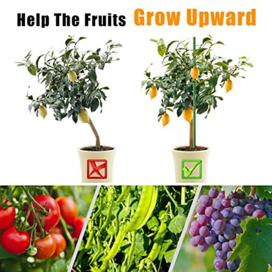 Garden Stakes Heavy Duty Steel Tomato Stake Plastic Coated Support for Securing Trees Climbg Plants Cucumber Beans Pack of 40