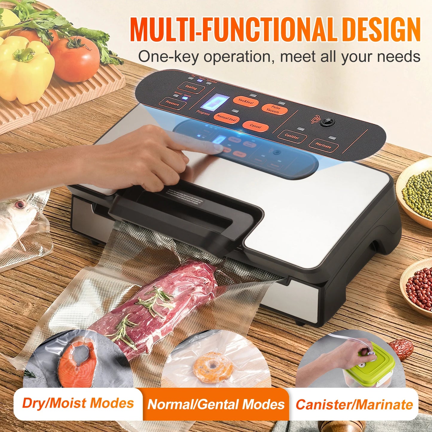SucceBuy Vacuum Sealer Machine 12V 130W 90Kpa With 10 Bags