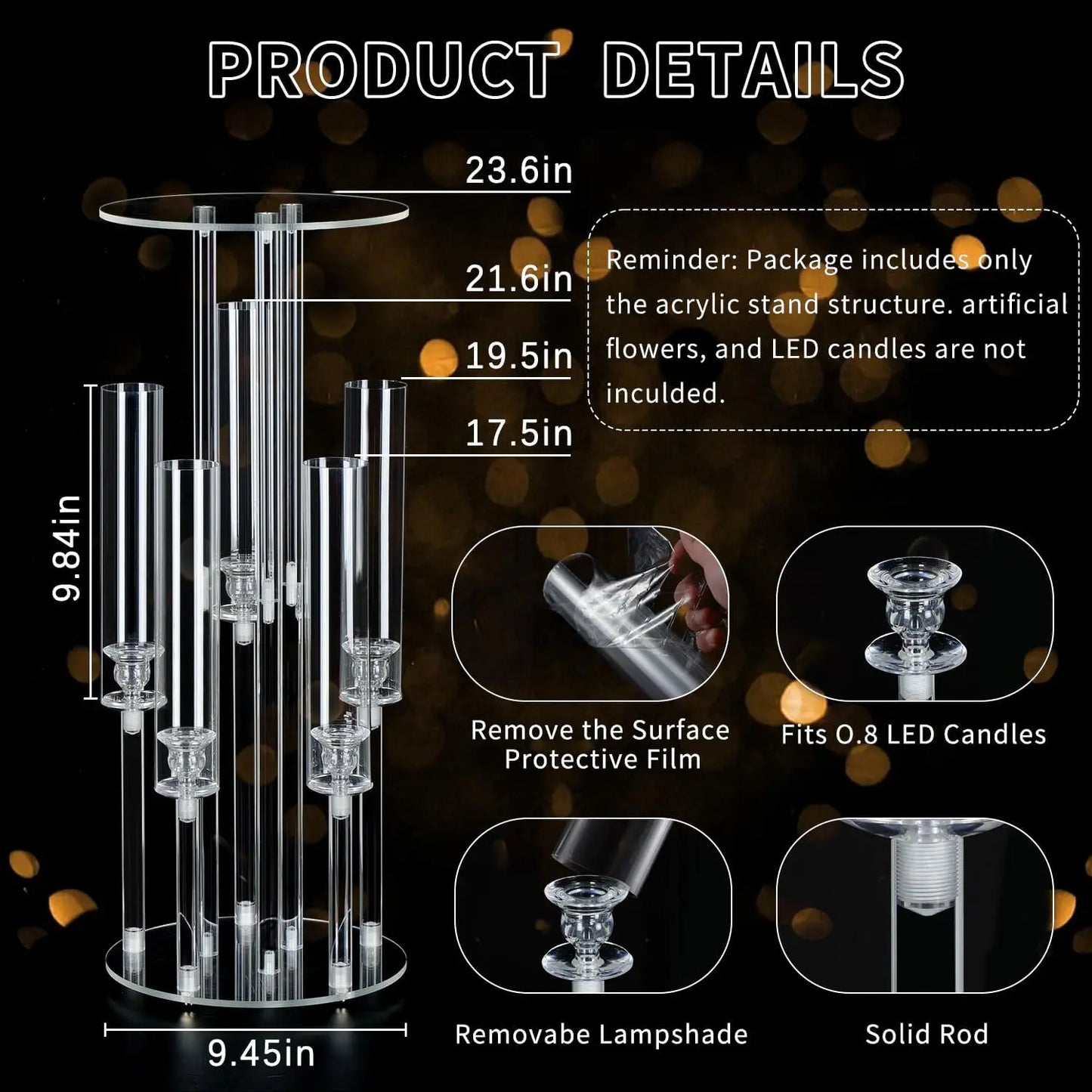 Clear Acrylic Five Arm Candelabra For Wedding Reception Table Centerpiece