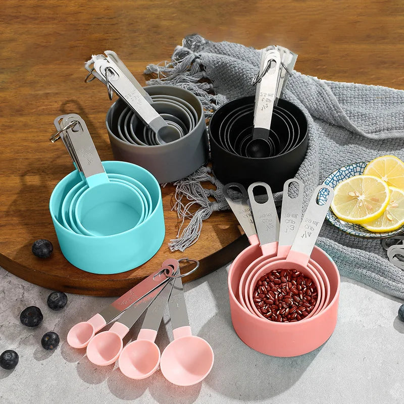 8 Piece Nesting Stackable Measuring Cups and Spoons Set