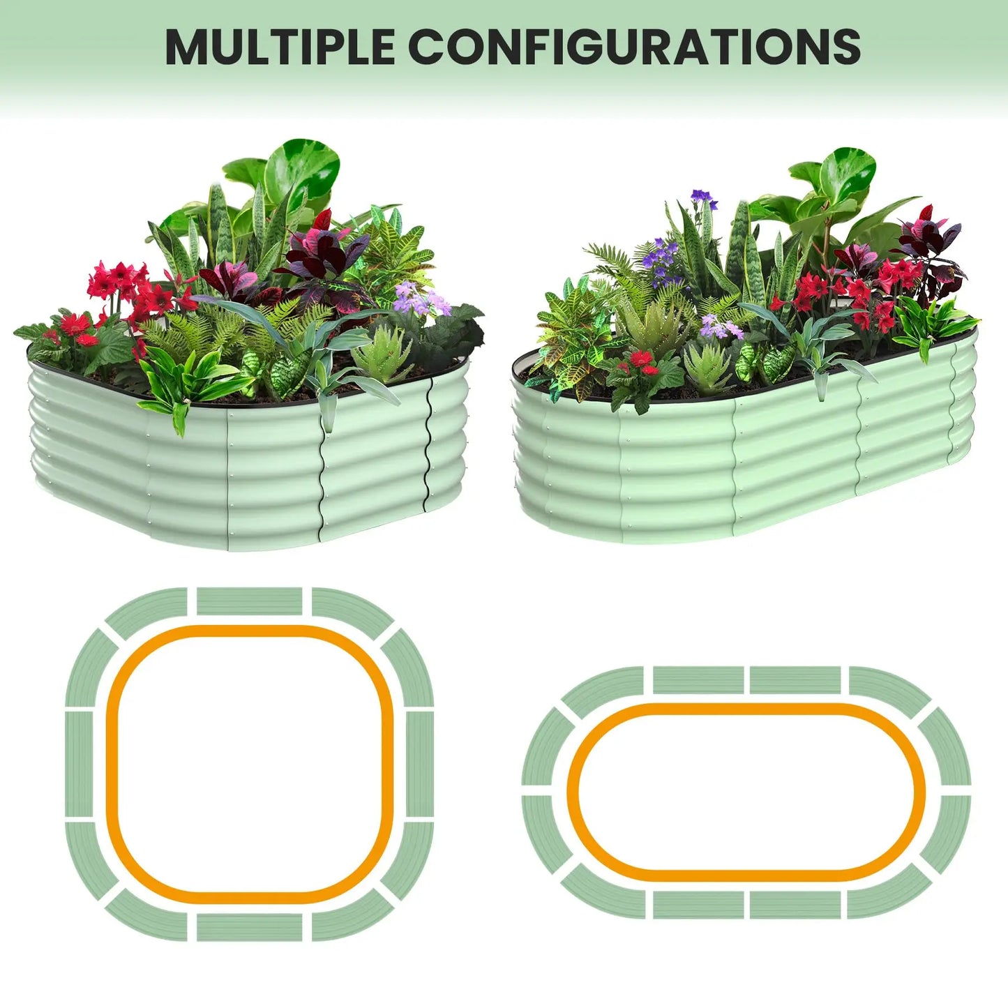 HiMISS Galvanized Steel Raised Garden Bed Two Pack Kit