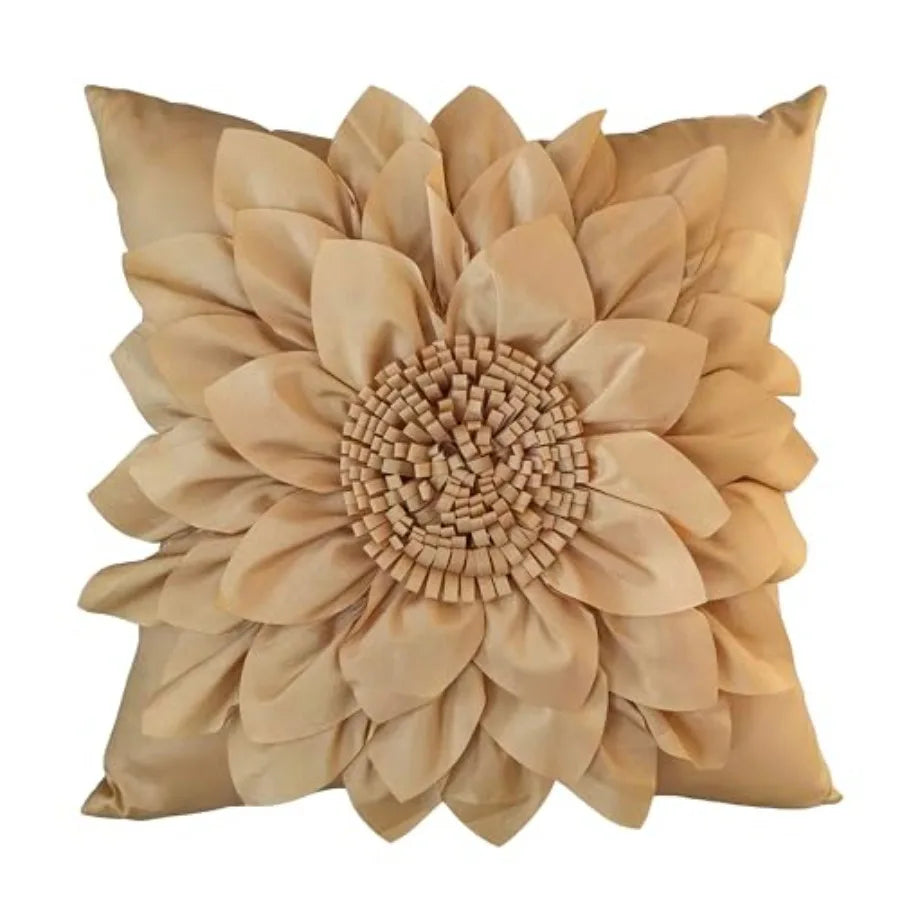 3D Sunflower Decorative Throw Pillow Covers for Bed Sofa Couch Car, Accent Floral Taffeta Cushion Cover, Handmade Pillow Cases