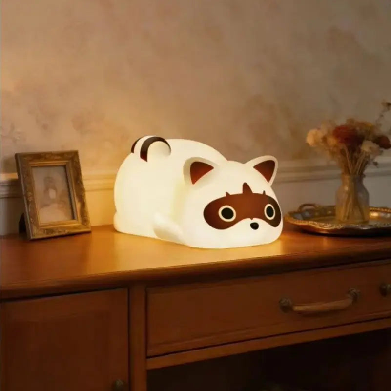 Portable Silicone Raccoon Night Light With Touch Control