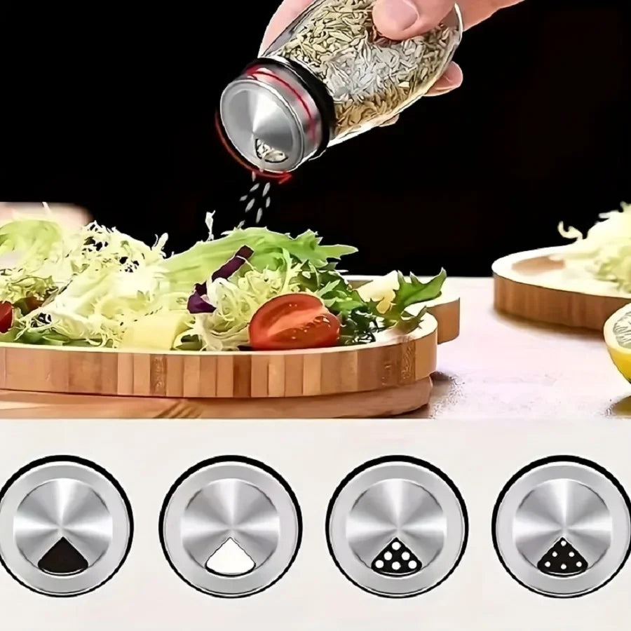 360 Degree Rotation Spice Rack With 6 Glass Spice Jars