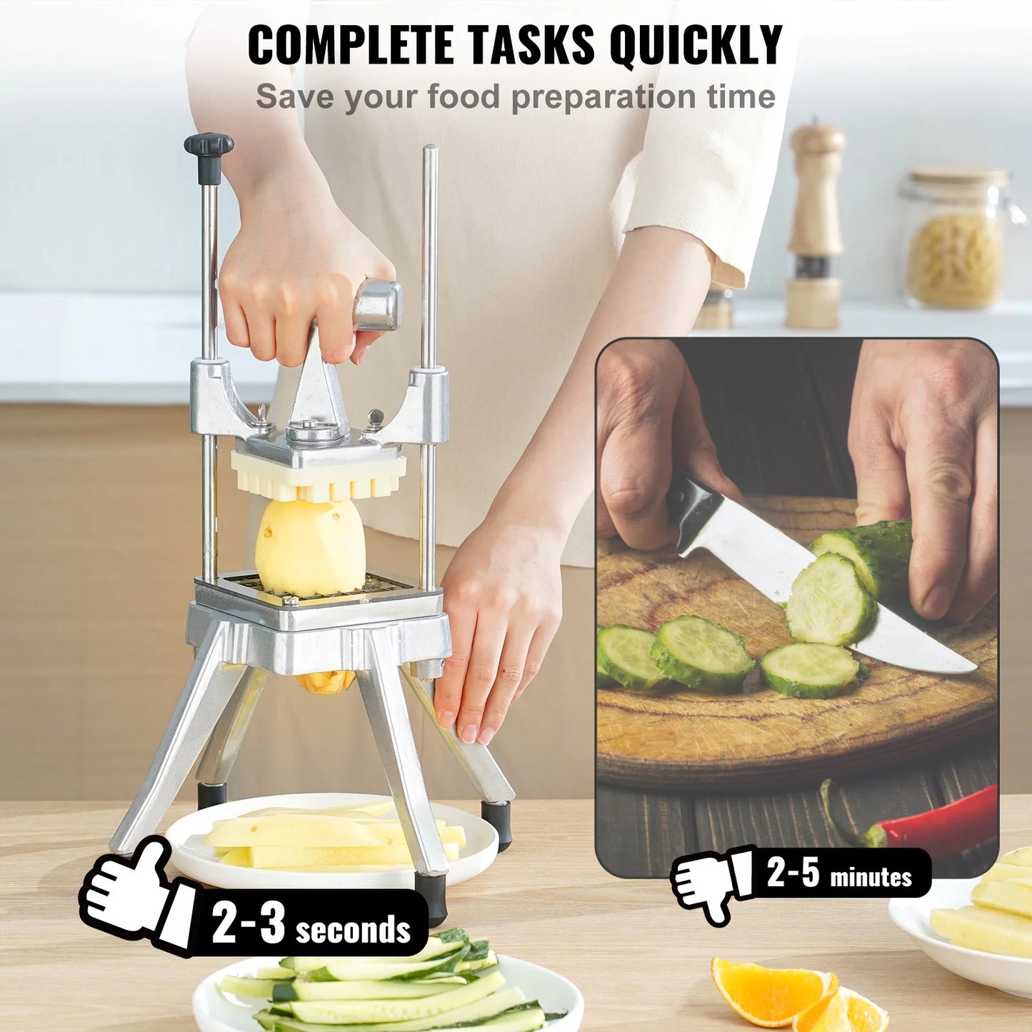 VEVOR Commercial Vegetable Dicer Cutter Potato Slicer Chopper Tray 4 Blades