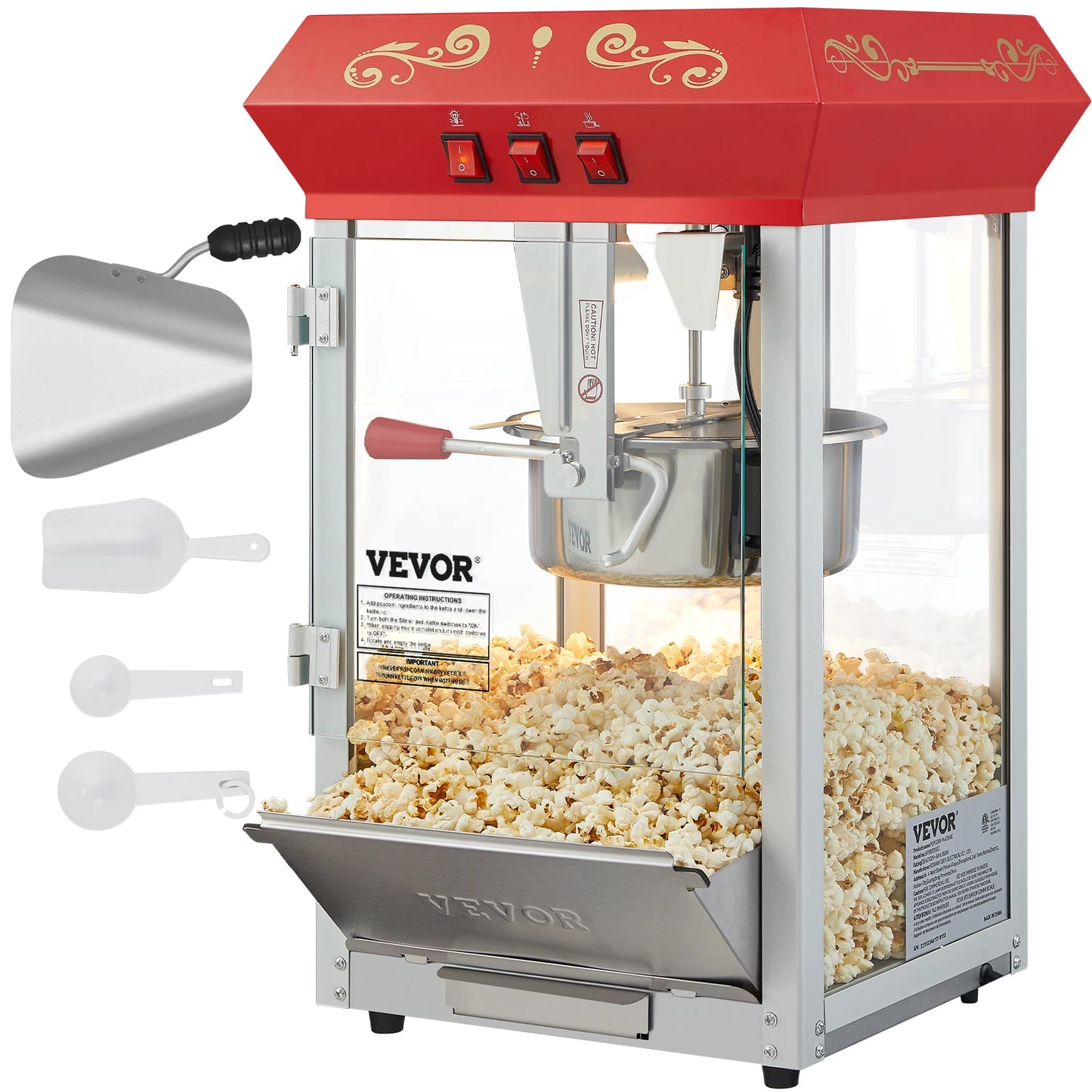 Succebuy Electric Popcorn Maker Commercial Popper Machine With Scoop Spoon