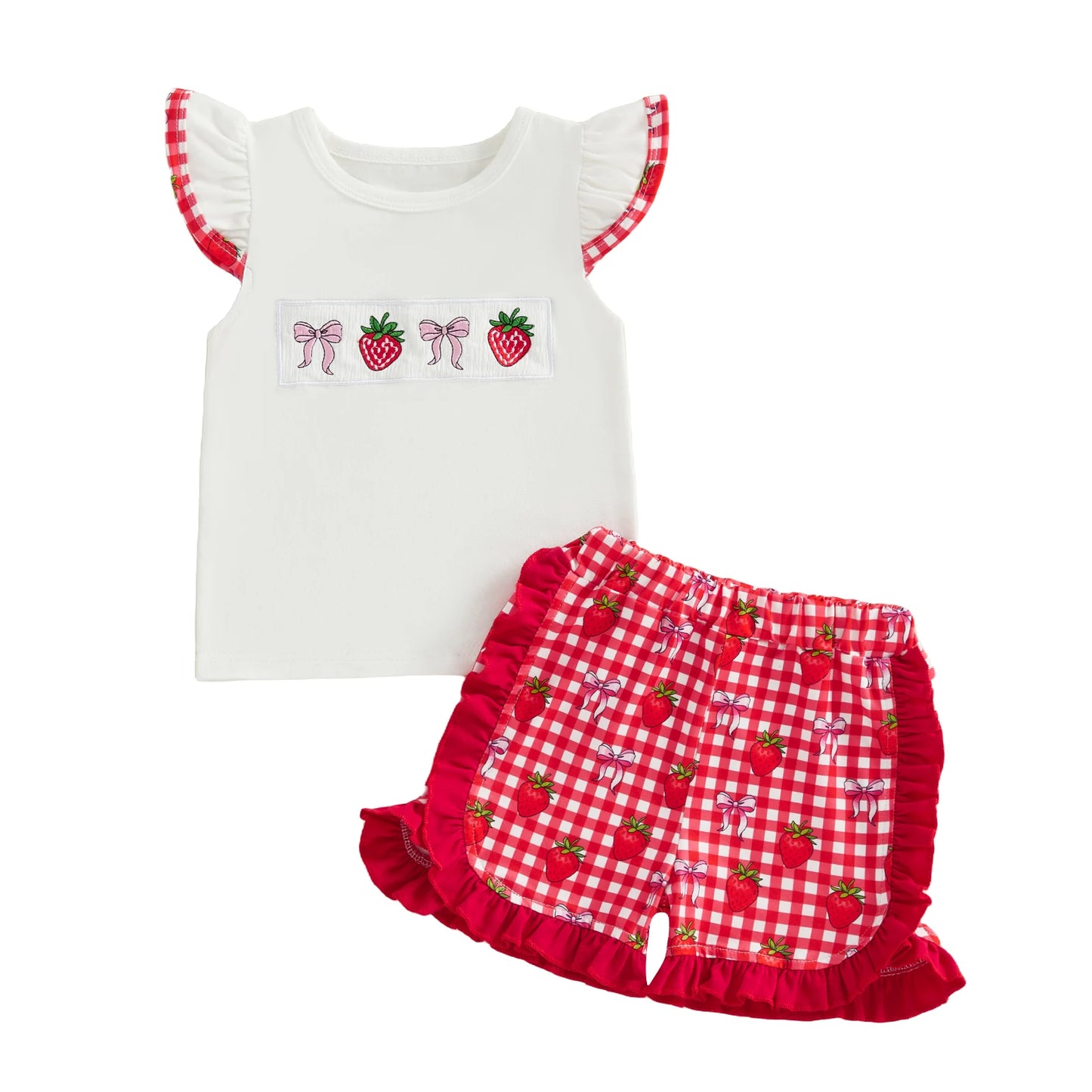 Baby Girls Floral Ruffle Tunic Top And Denim Shorts Set