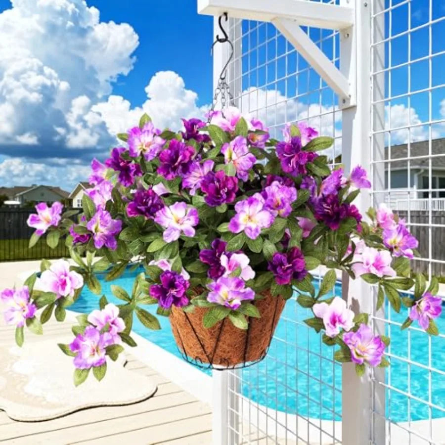 Artificial Hanging Flowers For Outdoor Baskets 3 Pack Silk Flowers