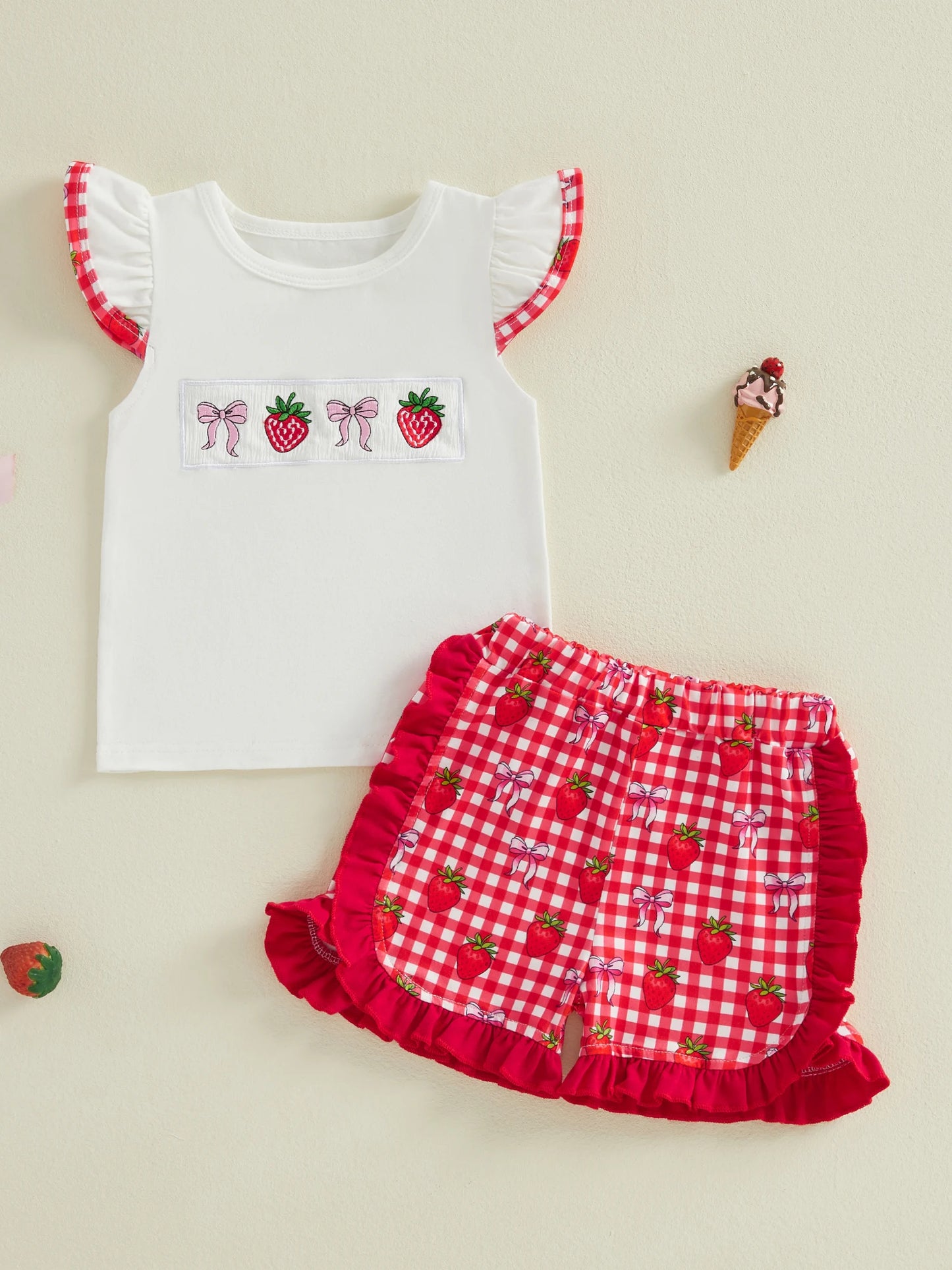Baby Girls Floral Ruffle Tunic Top And Denim Shorts Set