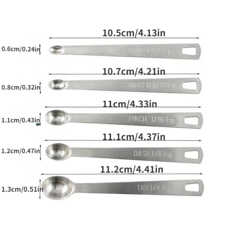 5 Piece Stainless Steel Measuring Spoons Set for Kitchen Use