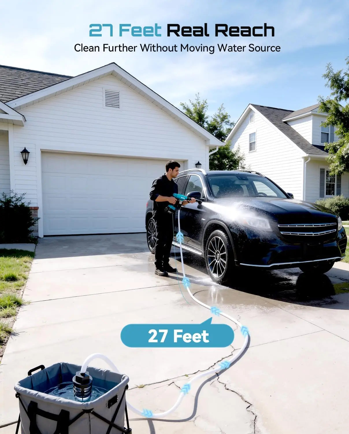 Seesii Cordless High Pressure Washer Gun With Adjustable Nozzle