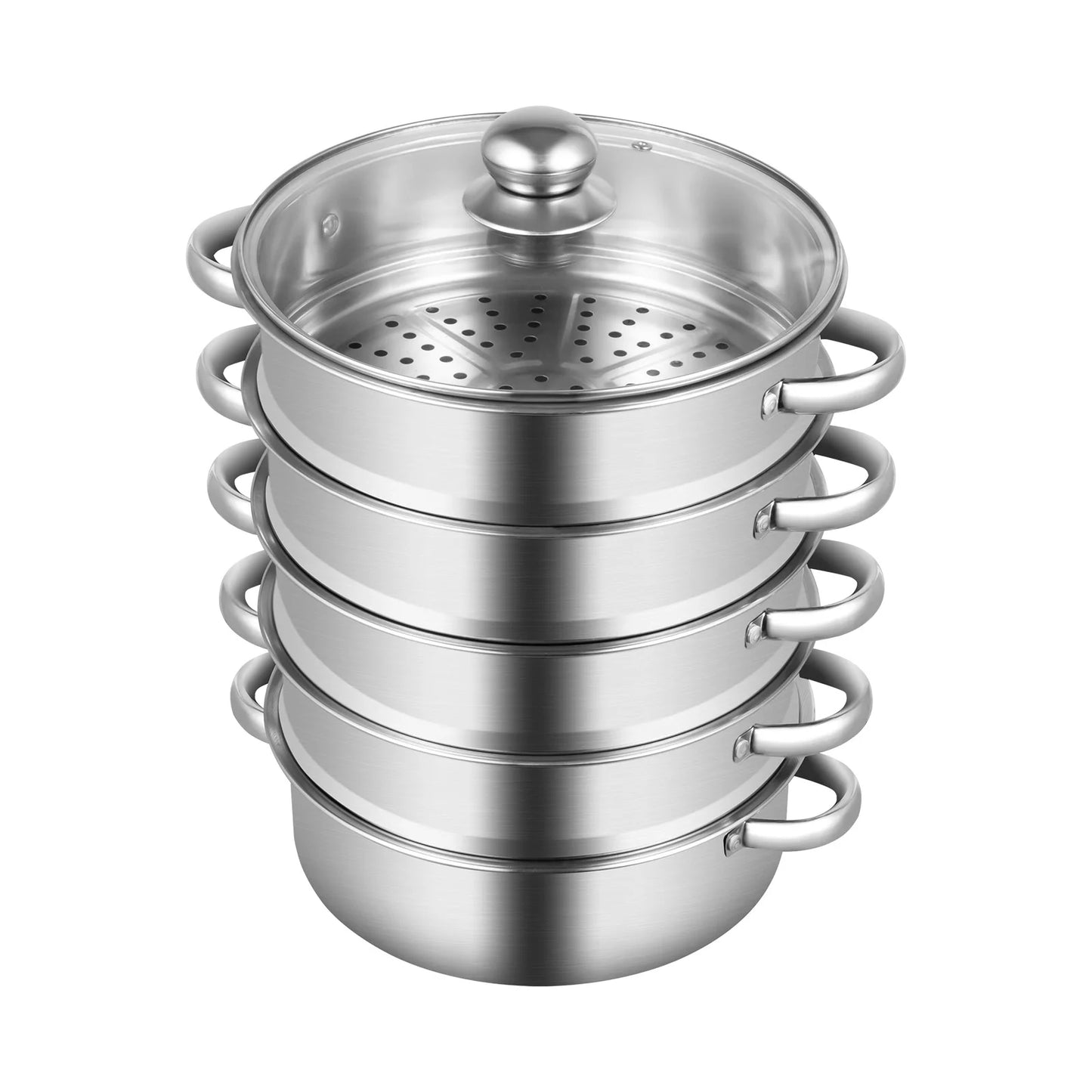 Bymaocar 5 Layer Stainless Steel Steamer Pot With Glass Lid