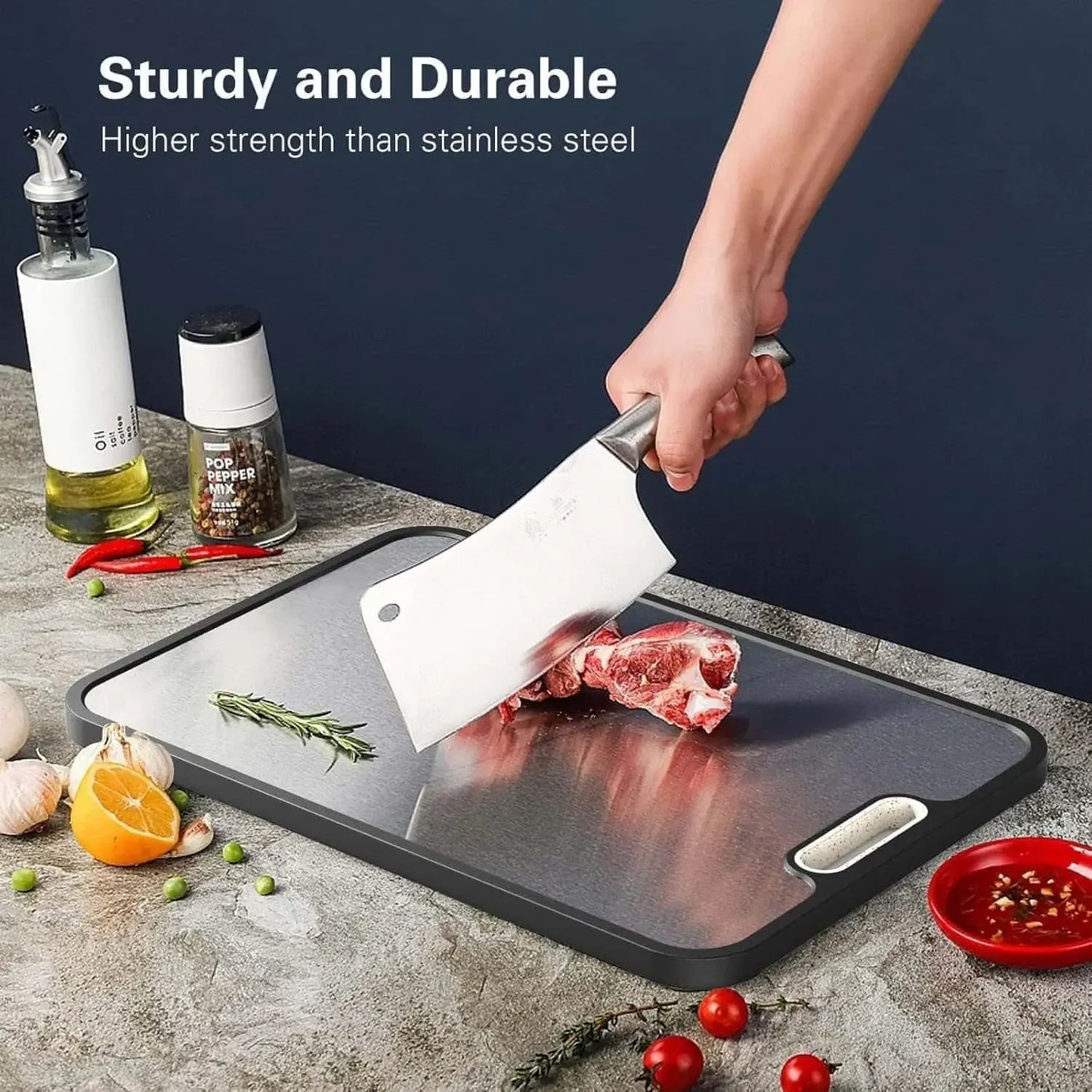 Titanium Cutting Board Double-Sided Non-Slip With Handles