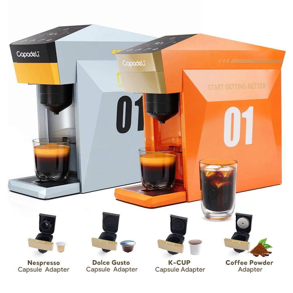 4-in-1 Capsule Coffee Machine Compatible with Dolce Gusto/Nes Capsule Pod/Ground Coffee/K-cup 19Bar Coffee Maker Cafeteria