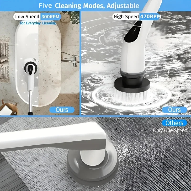 UPWORK 9 In 1 Electric Cleaning Brush With Heads And Extendable Handle