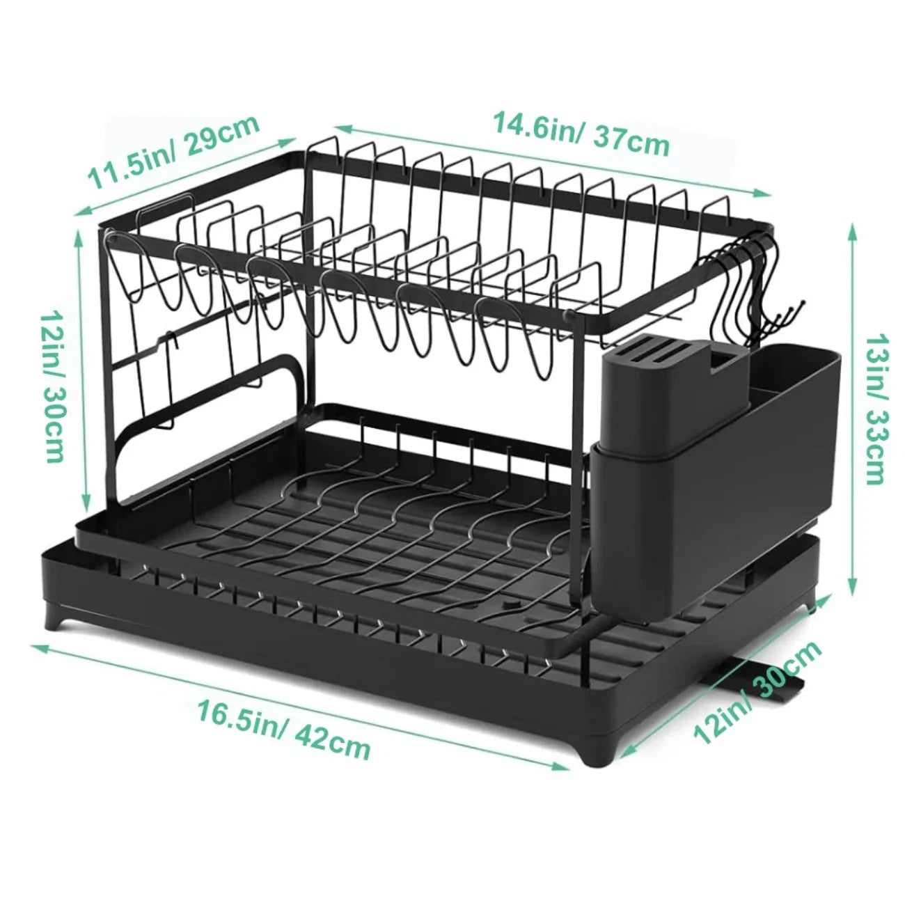 Diamri 2 Tier Rotating Dish Drying Rack With 360 Swivel