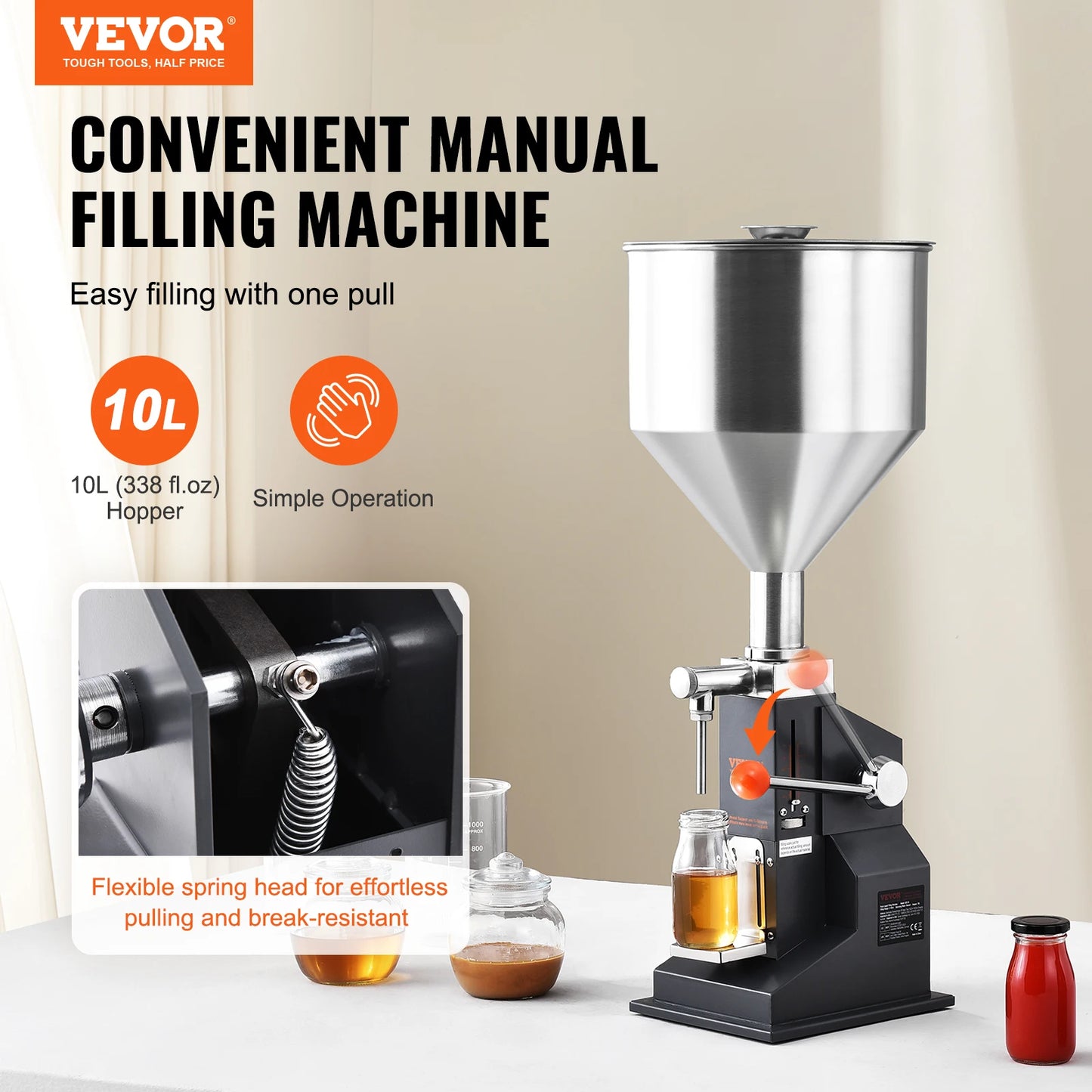 VEVOR A03 Manual Liquid Filling Machine 5-50ml And 5-100ml With Hopper