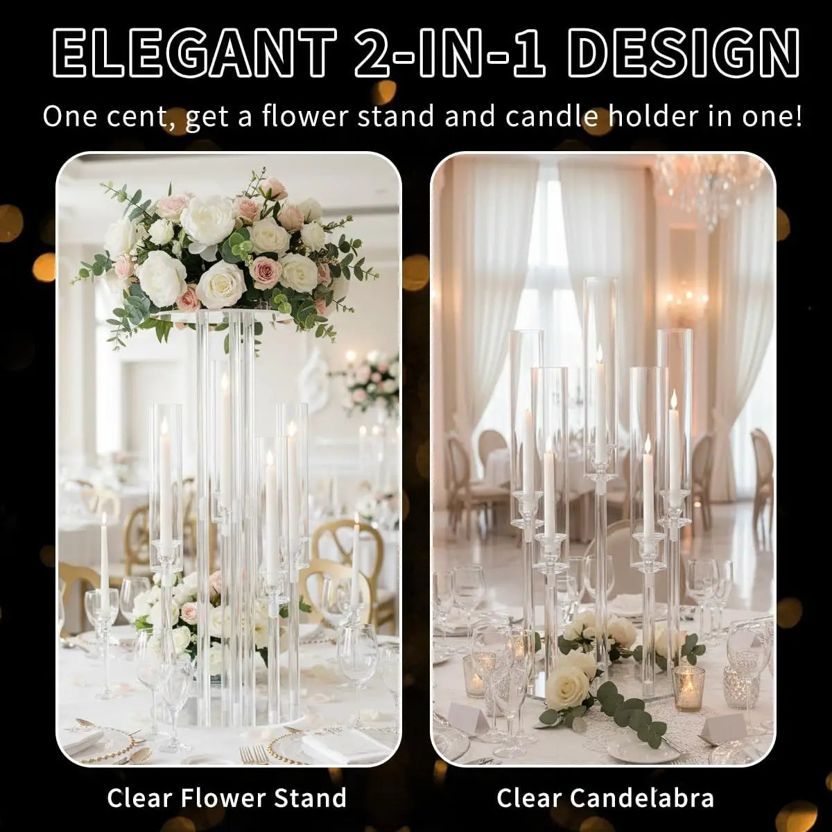 Clear Acrylic Five Arm Candelabra For Wedding Reception Table Centerpiece