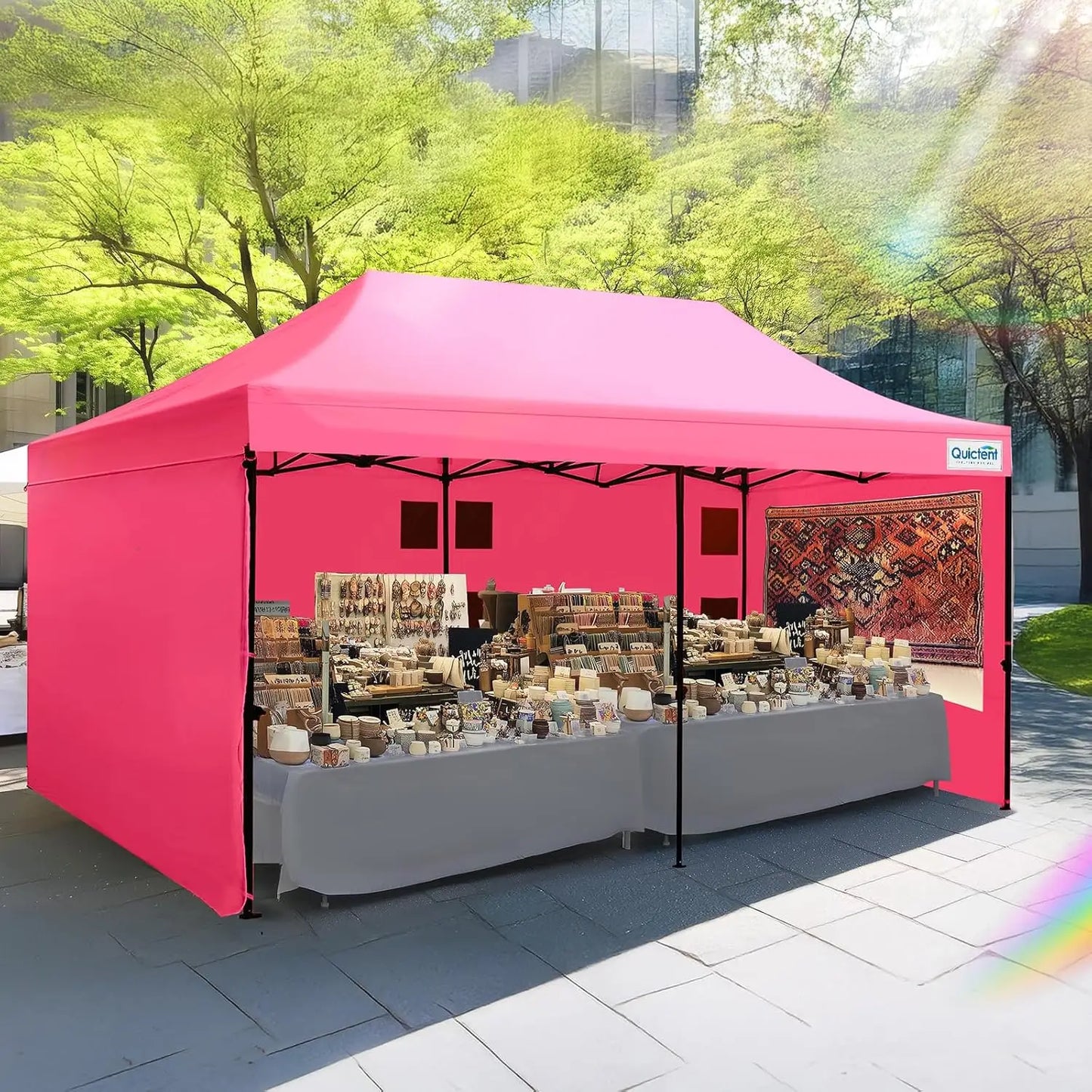 10x20 Heavy Duty Pop up Canopy Tent with 3 Removable Sidewalls, Commercial Grade Instant Shelter with Wheeled Bag for, Custom