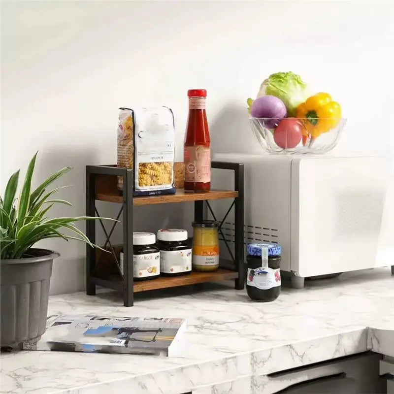 Two Tier Stainless Steel Spice Rack For Kitchen Countertop Organization